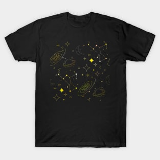 Yellow Galaxy Pattern T-Shirt